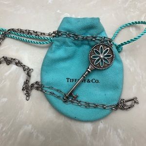Diamond and silver Tiffany key necklace